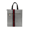 Fabric Tall Rectangular Shape Striped Strap Back Zip Tote Bag