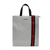 Fabric Tall Rectangular Shape Striped Strap Back Zip Tote Bag