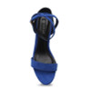 Silver Metallic Rear Detail Strap Upper Open Toe Elastic Closure Suede Block Heel Sandals