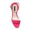 Silver Metallic Rear Detail Strap Upper Open Toe Elastic Closure Suede Block Heel Sandals