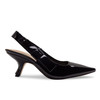 Elegant Bow Side Slingback Mule Sandal Elastic Closure  Low Heel Patent Leather