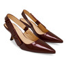 Elegant Bow Side Slingback Mule Sandal Elastic Closure  Low Heel Patent Leather