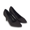 Suede Top Front Triangle Cut Out Detail High Heel Court Shoes