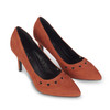 Suede Top Front Triangle Cut Out Detail High Heel Court Shoes