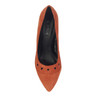 Suede Top Front Triangle Cut Out Detail High Heel Court Shoes