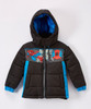 Spiderman Boys' Puffer Jacket Hooded Toddler Winter Coat, 2T-5T, Black/Blue