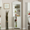 Bathroom Linen Tower Corner Storage Cabinet with 3 Open Shelves in White