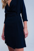 Navy Wrap Dress With Lace Detail