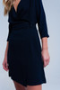 Navy Wrap Dress With Lace Detail