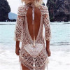 Backless White Crochet Swimwear Dress Cover Up