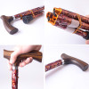 Aluminium Folding Telescopic Walking Stick(Floral Pattern with Wooden Grip)