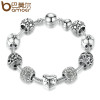 BAMOER Antique Silver Charm Bracelet & Bangle with Love and Flower Beads Women Wedding Jewelry 4 Colors 18CM 20CM 21CM PA1455 BAMOER Antique Silver Charm Bracelet & Bangle with Love and Flower Beads Women Wedding Jewelry 4 Colors 18CM 20CM 21CM PA1455