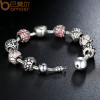 BAMOER Antique Silver Charm Bracelet & Bangle with Love and Flower Beads Women Wedding Jewelry 4 Colors 18CM 20CM 21CM PA1455 BAMOER Antique Silver Charm Bracelet & Bangle with Love and Flower Beads Women Wedding Jewelry 4 Colors 18CM 20CM 21CM PA1455