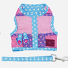 Flip Flop Pink and Blue Cool Mesh Velcro Dog Harness with Leash