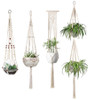 Set of 4 Macrame Plant Hangers Cotton Rope Hanging Planter Basket Flower Pot Holder