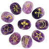 Healing Crystal English Symbol Witches Rune Set Chakra Stones Palm Stone Reiki Balancing, 7 Pcs