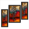 UV Textured Ganesh Modern Art Print Framed Painting Set of 3 for Home Decoration