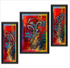 UV Textured Ganesh Modern Art Print Framed Painting Set of 3 for Home Decoration
