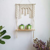 Macrame Wall Hanging Shelf, Wood Floating Hanging Storage Shelf Organizer Hanger