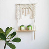 Macrame Wall Hanging Shelf, Wood Floating Hanging Storage Shelf Organizer Hanger
