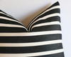 Outdoor Lumbar Pillow Cover / 12x18 Outdoor Lumbar Black Cushion / 12x18 Genuine Sunbrella Pillow / 12x18 Black Striped Pillow cover