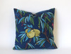 Art Nouveau Fruit Pillow Cover / Berry Citrine Navy Decorative Pillow Cover