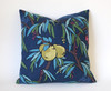 Art Nouveau Fruit Pillow Cover / Berry Citrine Navy Decorative Pillow Cover