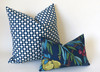Art Nouveau Fruit Pillow Cover / Berry Citrine Navy Decorative Pillow Cover / Navy Teal Pillow 12x18 12x21 16x16 18x18 22x22 24x24