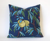 Art Nouveau Fruit Pillow Cover / Berry Citrine Navy Decorative Pillow Cover / Navy Teal Pillow 12x18 12x21 16x16 18x18 22x22 24x24