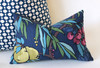 Navy Lumbar Pillow Cover / Yellow Navy Decorative Pillow Cover / Navy Teal Lumbar Pillow 12x18 12x21 16x24 / Raspberry Navy Pillow