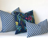 Navy Lumbar Pillow Cover / Yellow Navy Decorative Pillow Cover / Navy Teal Lumbar Pillow 12x18 12x21 16x24 / Raspberry Navy Pillow