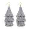 Layered Bohemian Fringed Dusty Rose Tassel Earrings