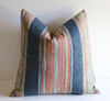 Indigo Stripe Designer Zipper Pillow Cover / Bohemian lumbar Pillow cover / Boho Cushion cover/ Plaid Light Blue Pillow Cover