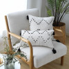 Modern Simple Geometric White Black Tassels  Cushion Cover