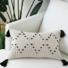 Modern Simple Geometric White Black Tassels  Cushion Cover