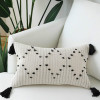 Modern Simple Geometric White Black Tassels  Cushion Cover