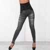 2020 Women Gym Leggings Faux Denim Jeans Leggings Pocket Printing Leggings Casual High Waist Pencil Pants Plus Pants