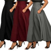 2019 High Waist Pleated Long Skirts Women Vintage Flared Full Skirt Swing Satin Skirt Casual Skirt