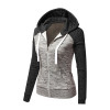 Women Zip-Up Hooded Jacket Autumn Winter Patchwork Loose Sweatshirt Coat Fashion Oversize Long Sleeve Drawstring Pocket Hoodies