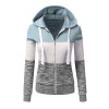 Women Zip-Up Hooded Jacket Autumn Winter Patchwork Loose Sweatshirt Coat Fashion Oversize Long Sleeve Drawstring Pocket Hoodies