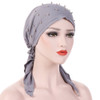 Fashion Solid Color Beading Tail Women Headwear Muslim Hijab Head Wrap Turban Fashion Solid Color Beading Tail Women Headwear Muslim Hijab Head Wrap Turban