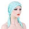 Fashion Solid Color Beading Tail Women Headwear Muslim Hijab Head Wrap Turban