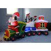 Christmas Inflatable - 210cm LED Lighted Santa Claus Train with Penguins