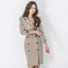 New ladies temperament suit collar Slim long double-breasted dress female