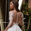Princess Wedding Dress Long Sleeve Buttons Up Back Beading Pearls Appliques