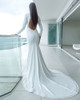 Sexy Backless See Through Satin Mermaid Wedding Dresses Long Sleeve