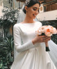 Satin Simple Wedding Dresses Long Sleeves Muslim Wedding Gowns Bride Dresses