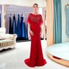 Elegant Navy Blue Evening Dresses with Half Sleeves