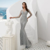 Luxury Long Sleeve Evening Dresses Elegant Beaded Crystals