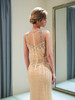 Gold Evening Dresses Beaded Beading Crystal Luxury Mermaid